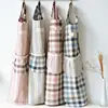 Cotton hemp plaid stripe patchwork thickened wide back belt type household work suit kitchen apron