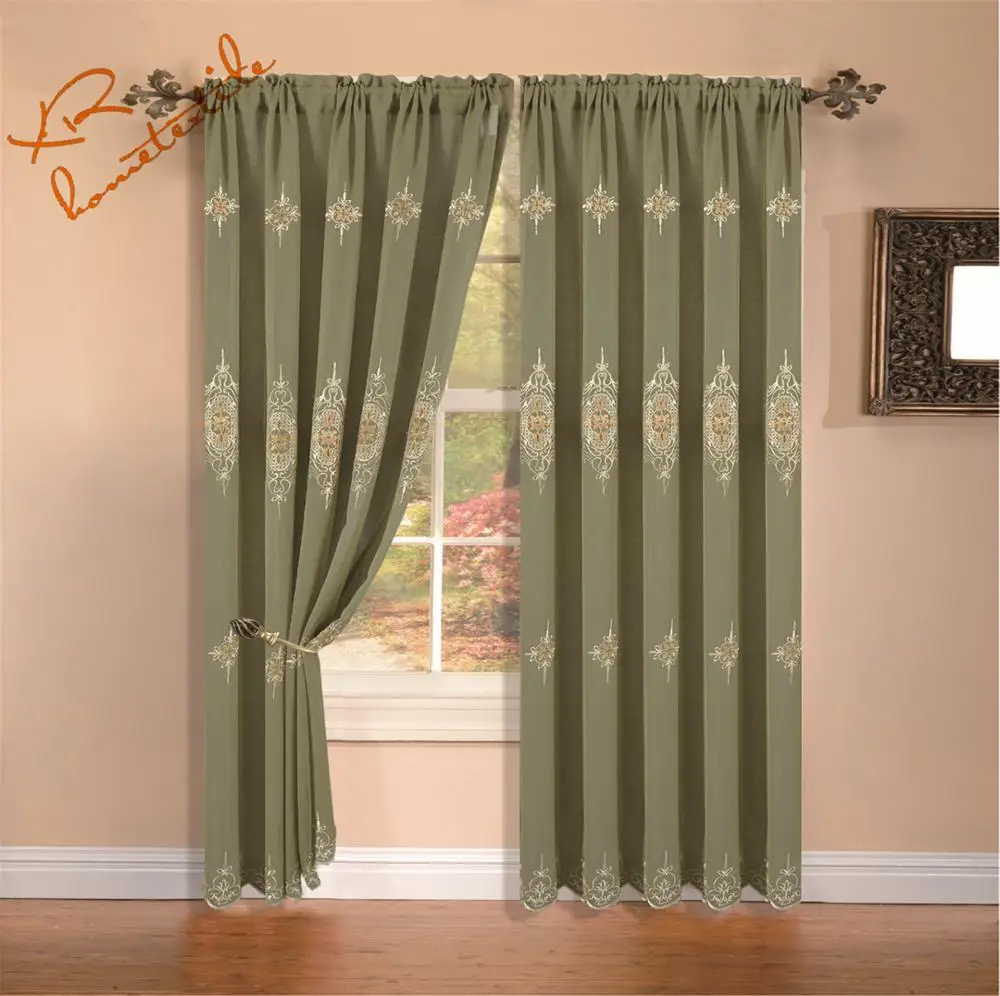 Factory Sales Grommet Voile Fabric Window Curtain Embroidered And Voile