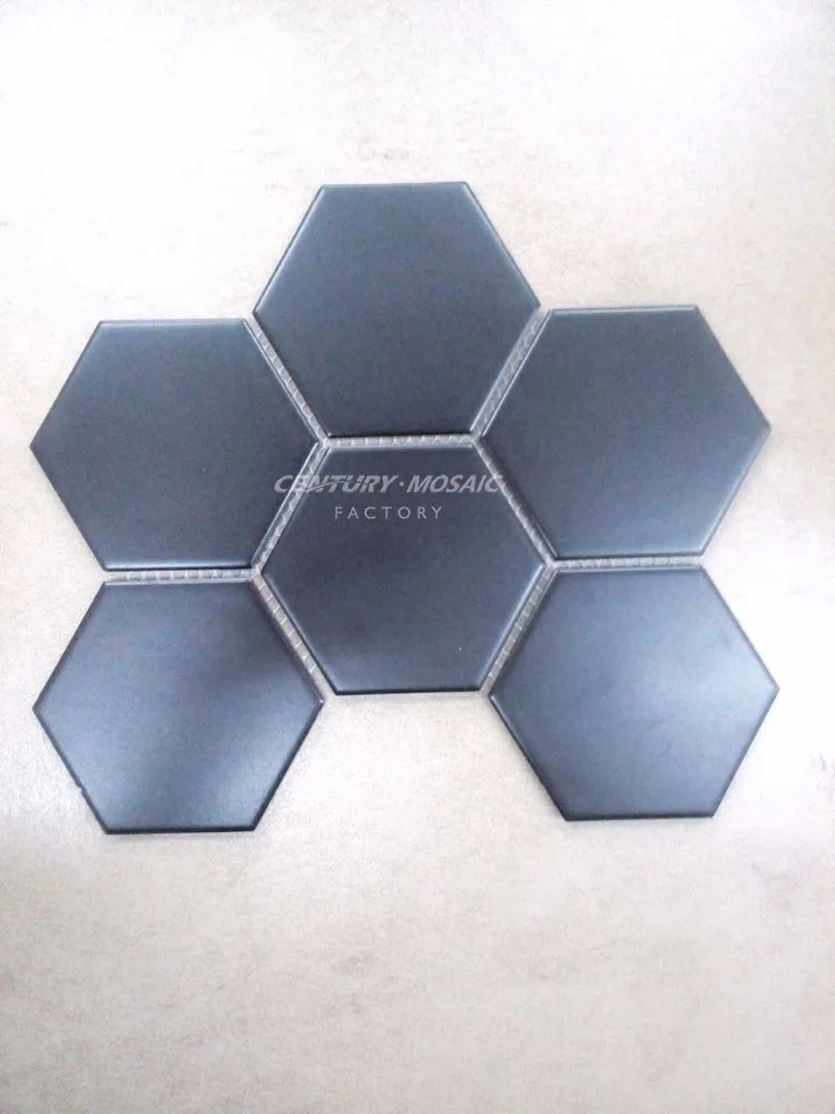 Schwarze Hexagon Fliesen Klassische Geschliffen Schwarze Hexagon Big Keramik Mosaik