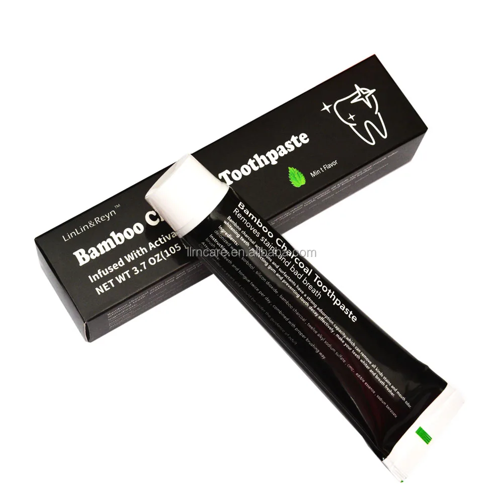 

Private label teeth whitening toothpaste organic activated bamboo charcoal toothpaste wholesale factory, Black