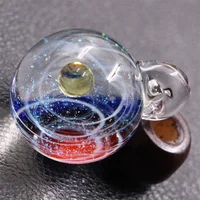 

Handmade Lampwork Glass Gold Zircon Ball Space Charm Universe Pendant for Jewelry Making