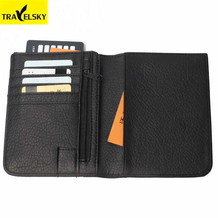 

Travelsky Personalized RFID pu leather passport card holder case travel wallet passport holder, Black, pink