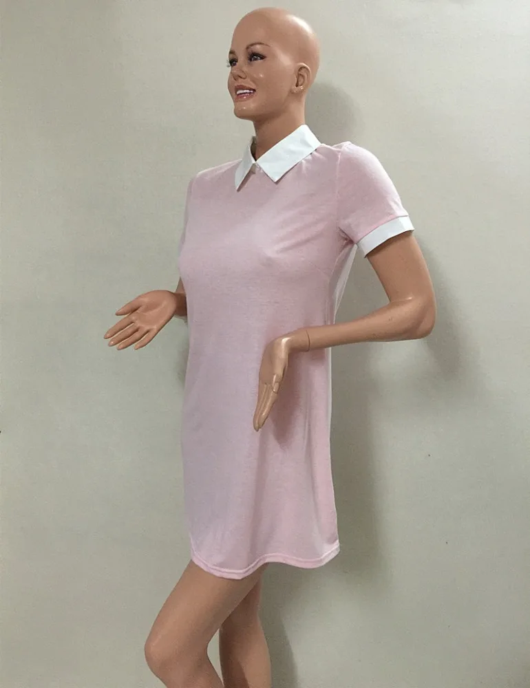 
F40087A New style doll collar casual short sleeve women clothing dress 