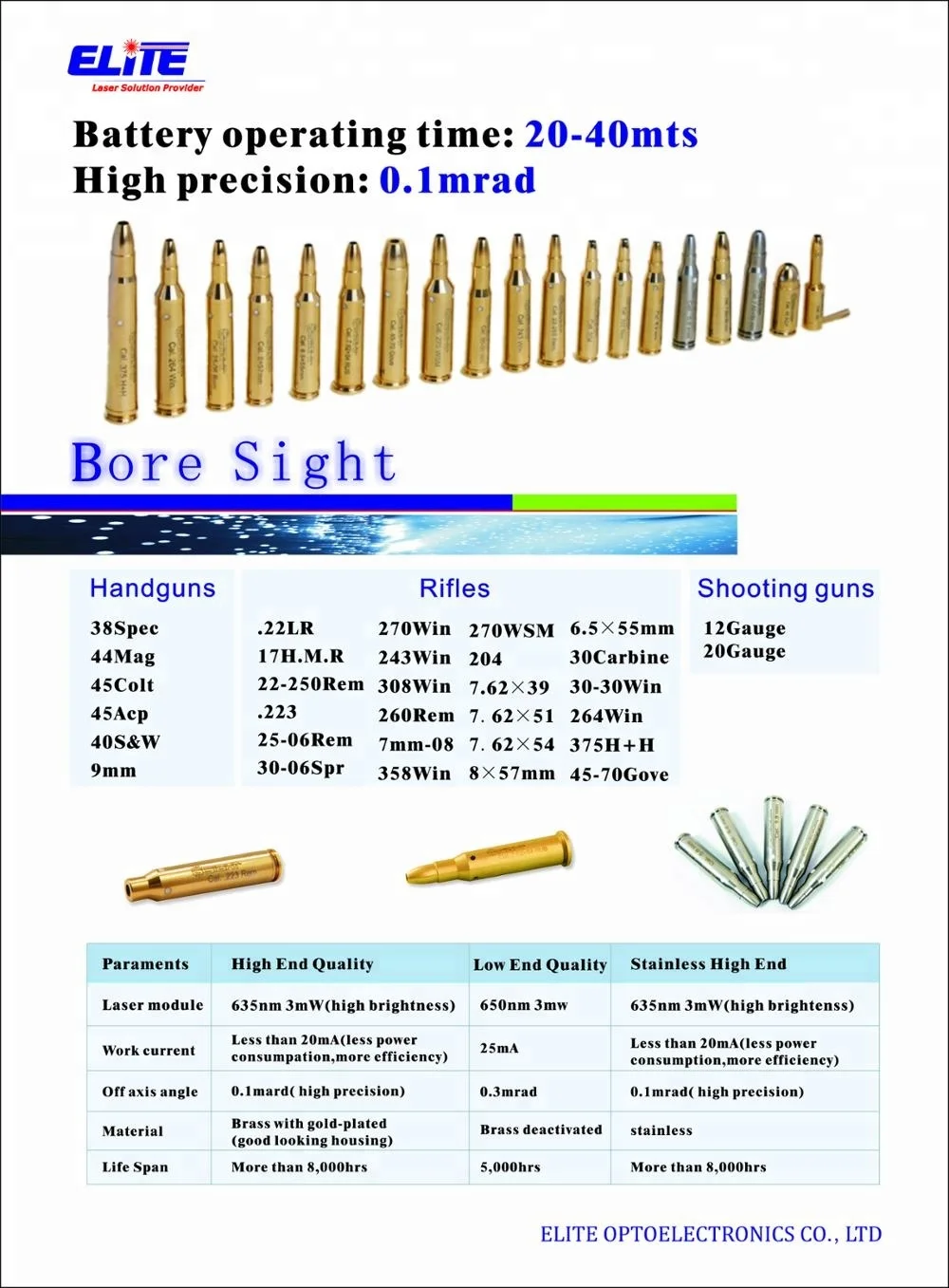 Dry Fire Laser Cartridge .22 Pistols Guns Hunting Laser Bore Sight For