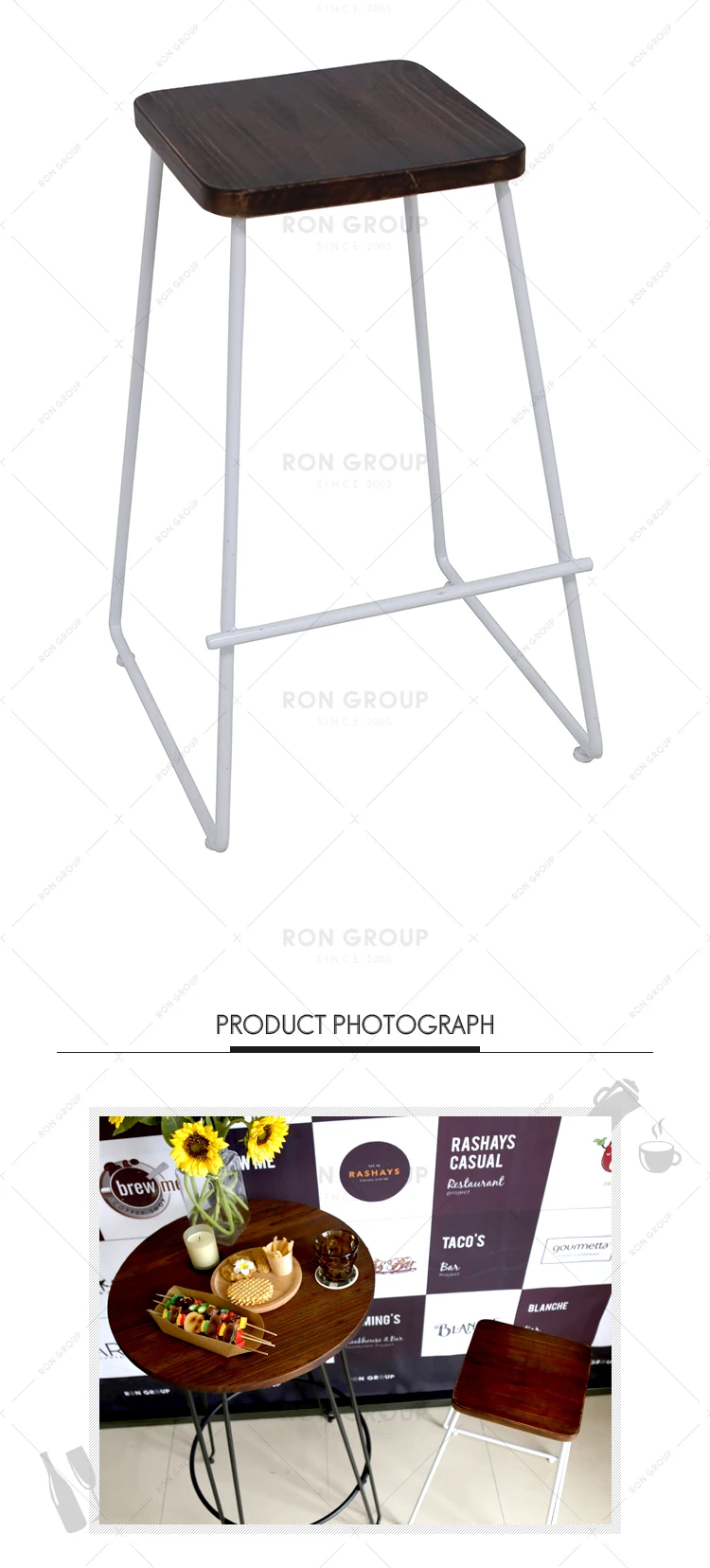 Restaurant supplier simple design industrial metal iron bar stool