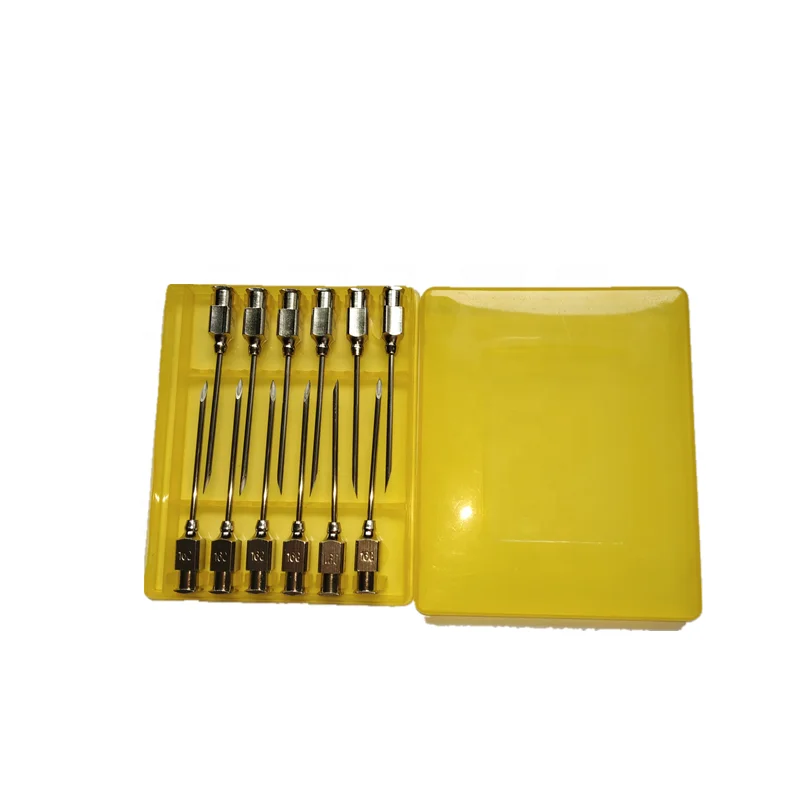 
REUSABLE STAINLESS STEEL HYPODERMIC VETERINARY INJECTION NEEDLE WITH METAL HUB 