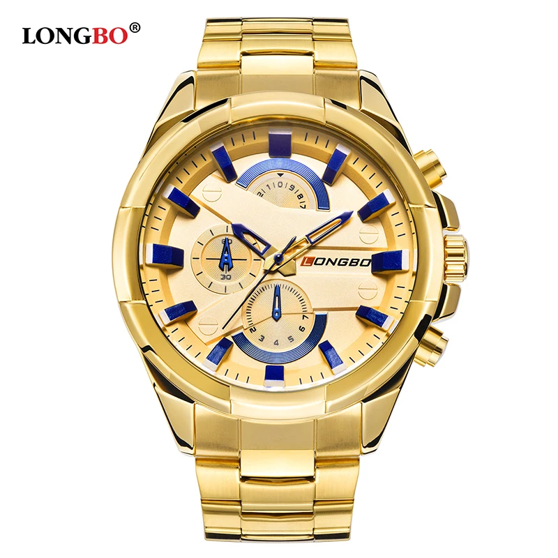 

LONGBO 80242 Man Watches Top 2018 Rel Stainless Steel Watches Man Big Dial Wristwatch Fine Mens Watches, 5-color