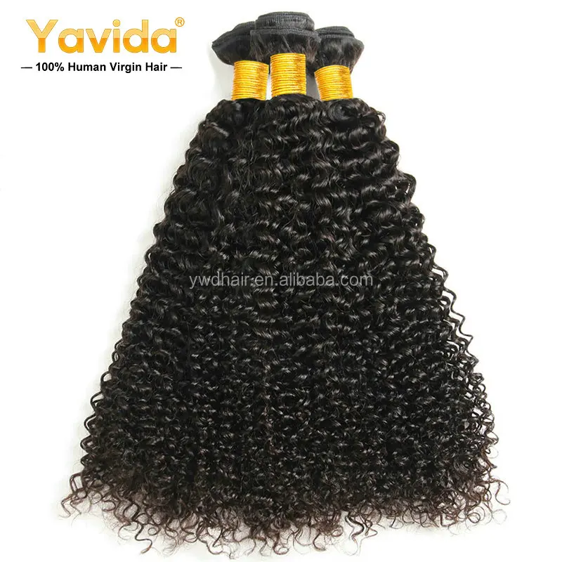 

Top Grade 8A 100%unprocessed Human Kinky Curly Hair 3 Bundles 100g/Bundles Total 300g Peruvian Hair Extensions Weave, Natural color #1b can be dyed any color