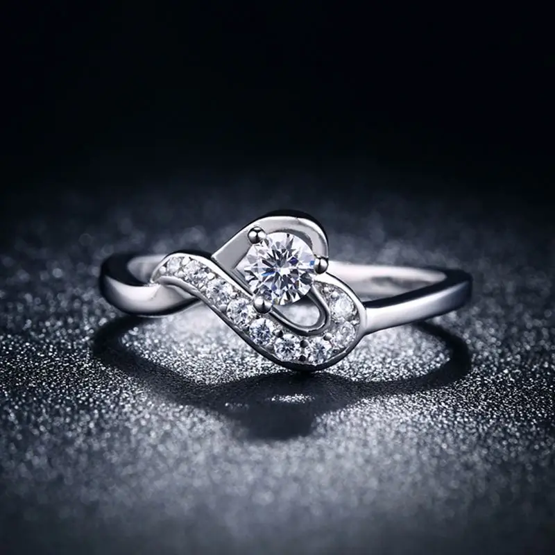 

white gold plated wedding heart rings jewelry for women valentine gift love accessories engagement bijouterie bijoux, N/a