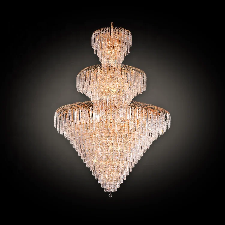 

Large Big Crystal Chandelier Lighting Hotel Chandelier Lobby Lighting Restaurant Cristal Hanging Light Fixture CZ6556/1500, Gold/chrome