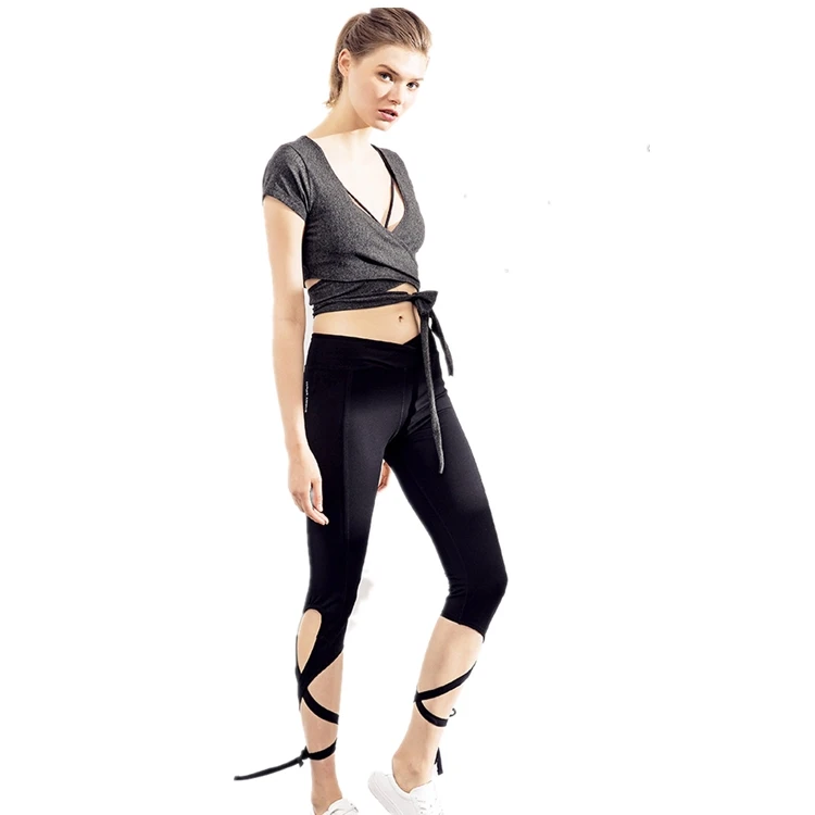 Sexy Strap Deep V Cotton Bodycon Stretchy Yoga Exercise Activewear croptop