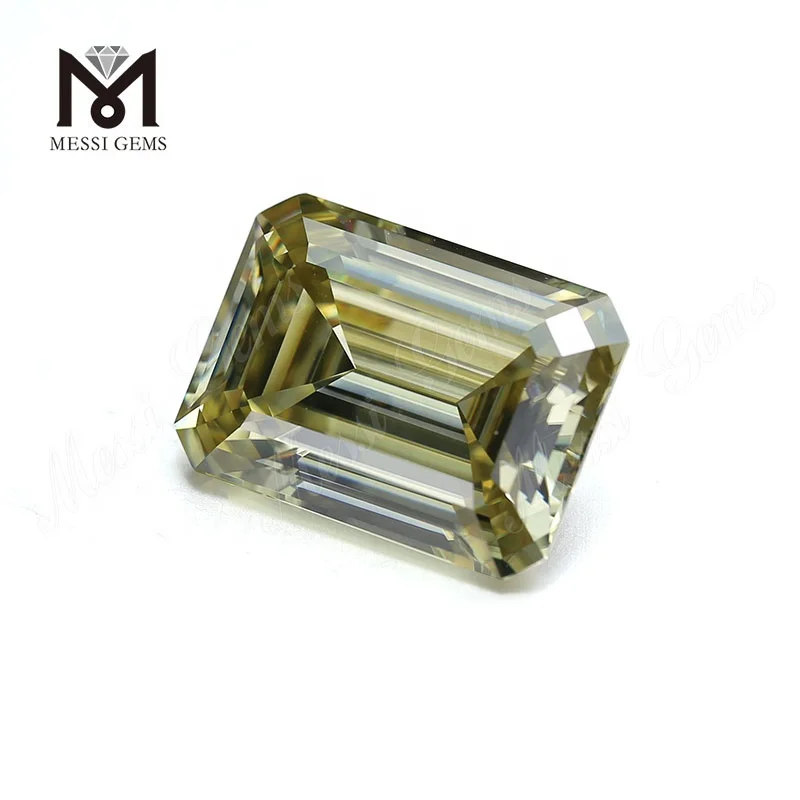 factory loose emerald cut fancy yellow moissanite stone price