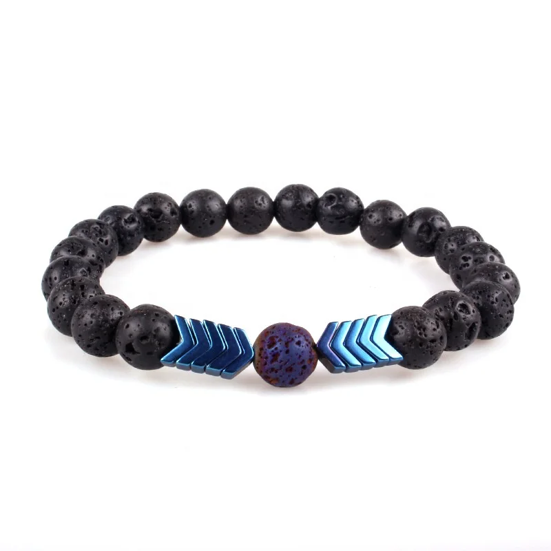 

2019 new coming lava stone yoga beads bracelet arrows decoration