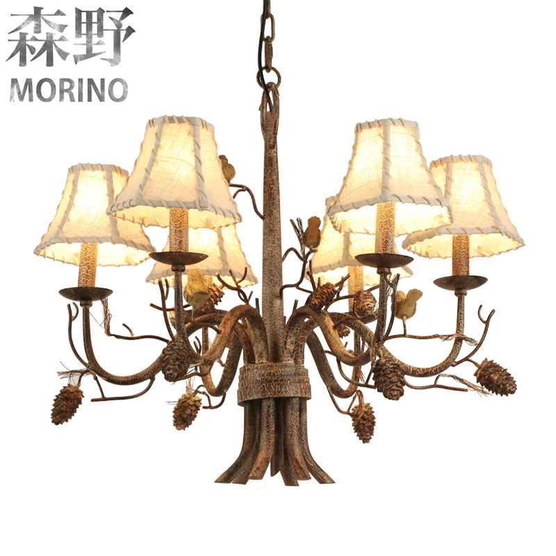 6 8 Heads Country Lamps Log Cabin Lamp Shades Retro Design For