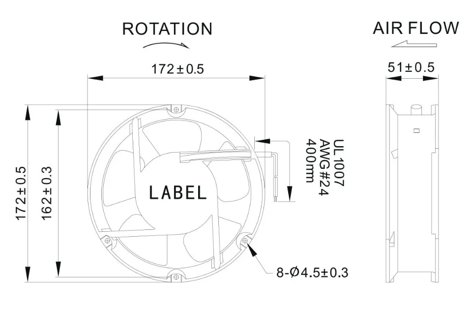 220.85CFM 3000RPM Equipment Cooling Fans With Round Housing