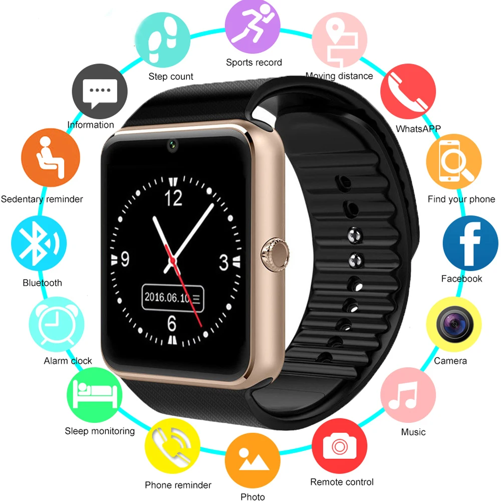 

New Smartwatch Bluetooth Smart Watch GT08 For IPhone IOS Android Smart Phone Wear Clock Wearable Device Smartwach PK U8 DZ09 A1