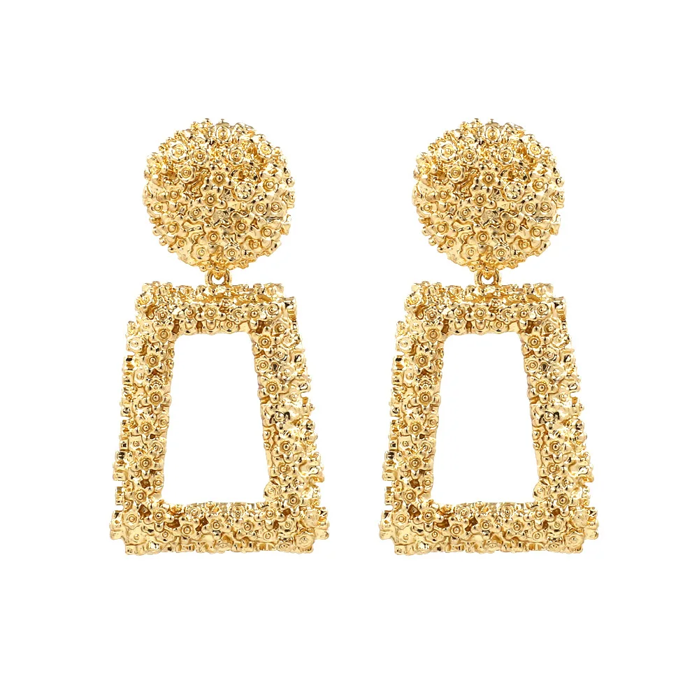 

Big Vintage Earrings for women gold color Geometric statement earring N80845, Gold/silver