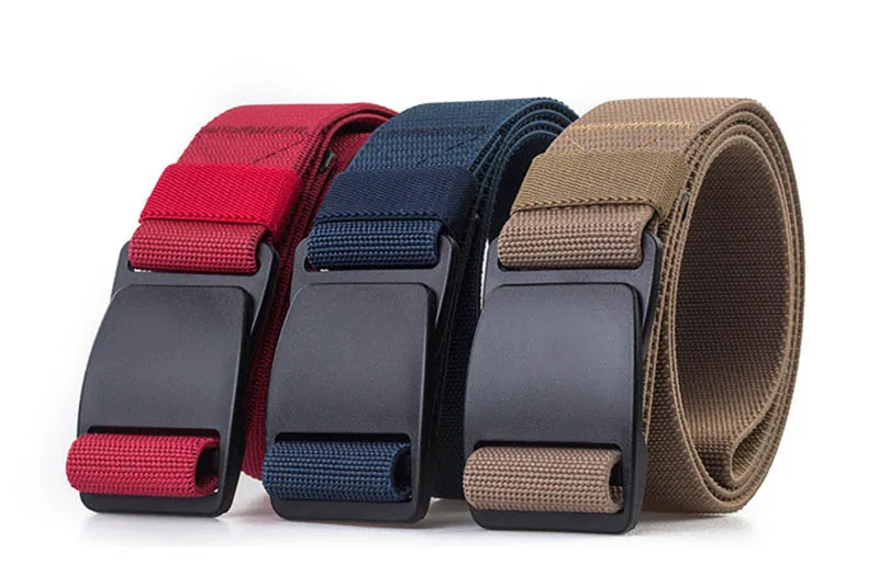 Men's Invisible Flat Plastic Buckle Belt Elastic Stretch Casual Pants Web Belt