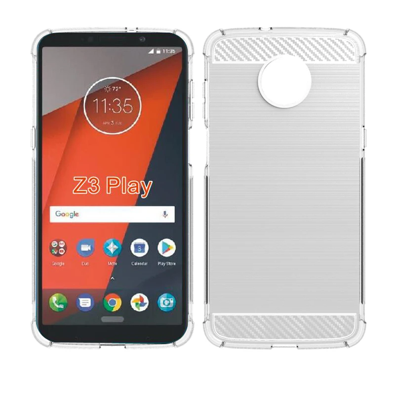 newstyle Carbon Fiber Cover soft Tpu Brushed case For Motorola moto Z3 Play