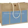 Jute Panel Pocket Tote Bag
