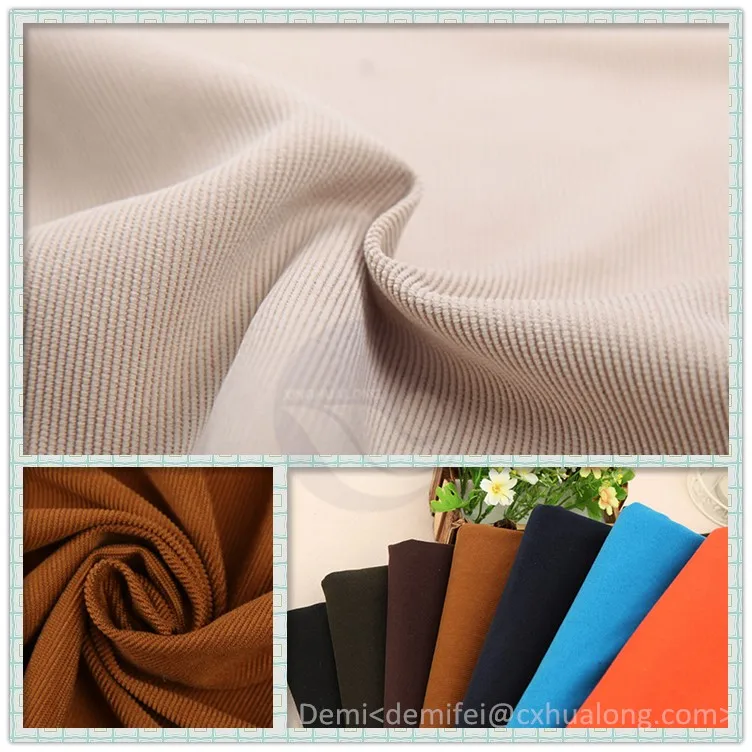 100% Polyester Warp Knitted Super Tricot Shin Corduroy Fabric / Striped ...