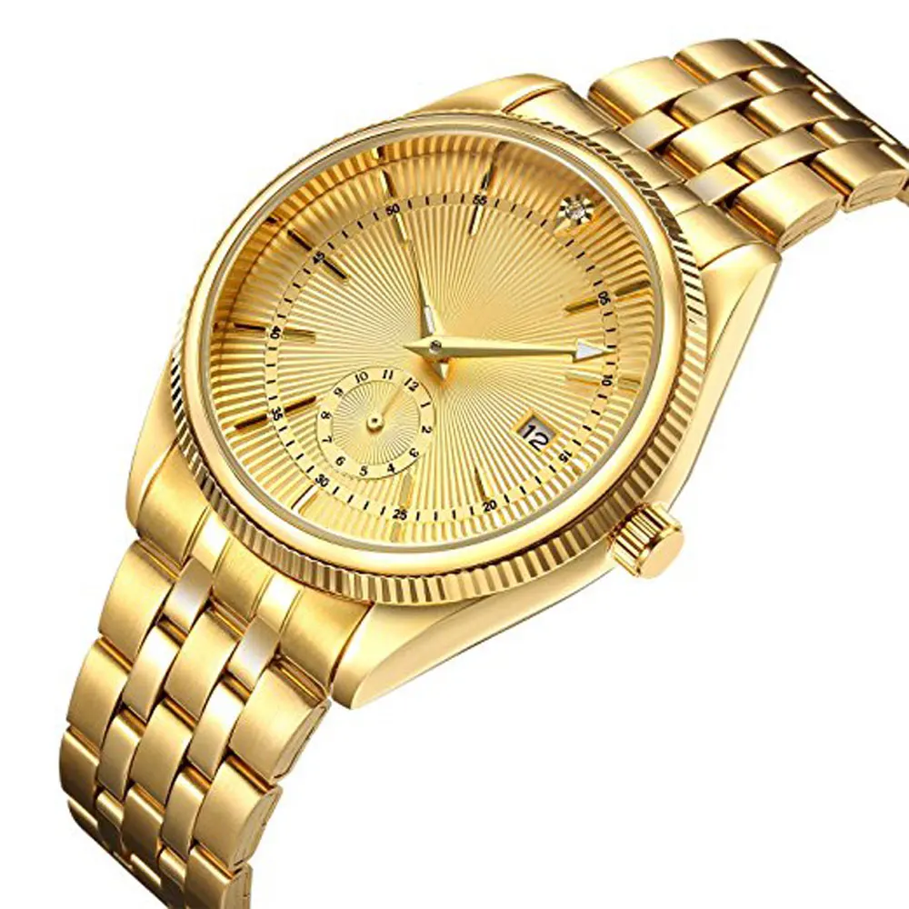 

oem gold watches customized 5atm water resistant quartz mens western wrist watch