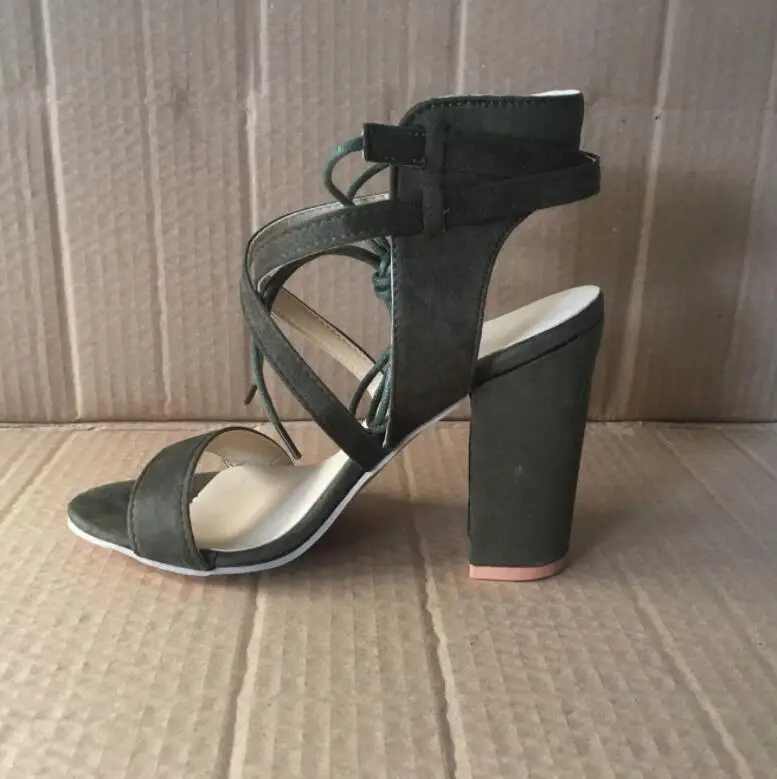 army green high heel shoes