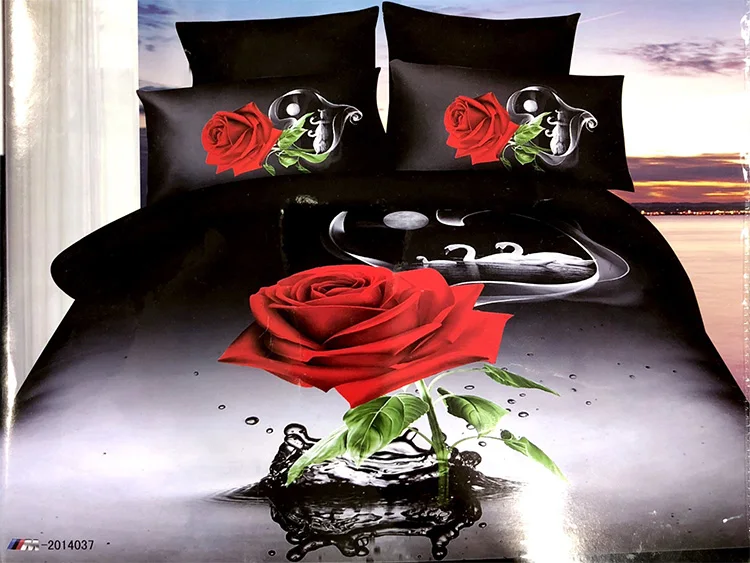 Super Soft Customized Pictures 4pcs Bedding Set 3d Rose Print Your