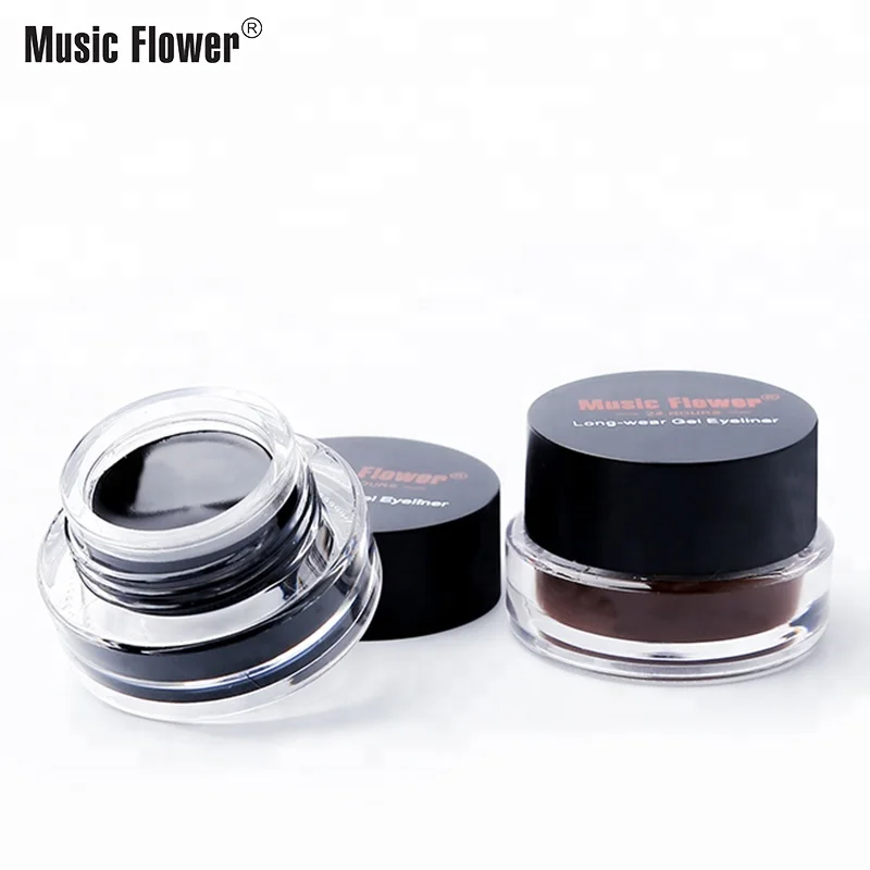 

Hot Selling Brand Music Flower 2 In 1 Brown + Black Waterproof Smudge-proof Cosmetics Set Gel Eyeliner Makeup, Multi-colored