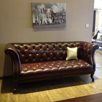 Luxury Furniture Button Tufted Back Vintage Leather Sofa Buy