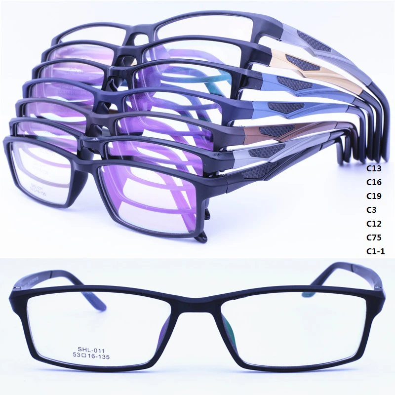 

wholesales SHL011 TR90 frame combined aluminum side arm built-in flexi hinge rectangle optical glasses frames