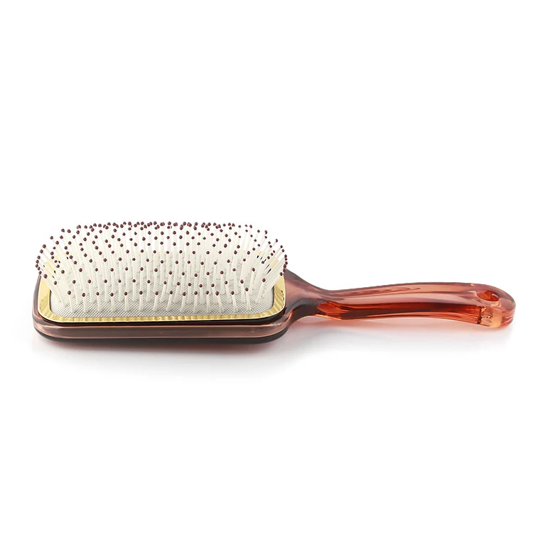 

New Arrival Amber Color Big Hand Private Label Crystal Paddle Magic Hair Comb Massage Brush