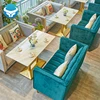 Customized coffee western restaurant marble dining table set fabric double sofa hotel sofa