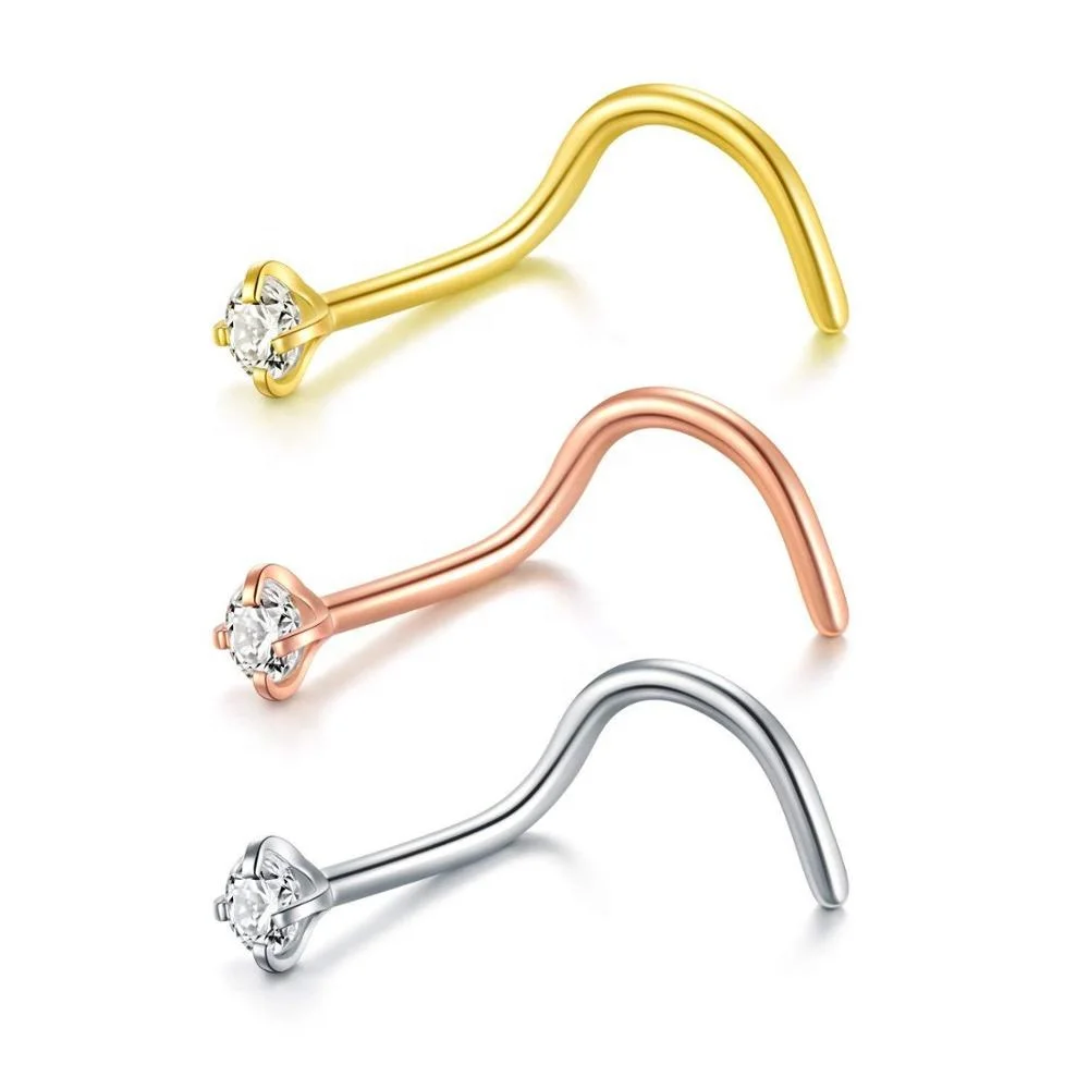 

prong set zircon surgical steel nose rings, As your requirement from color chat
