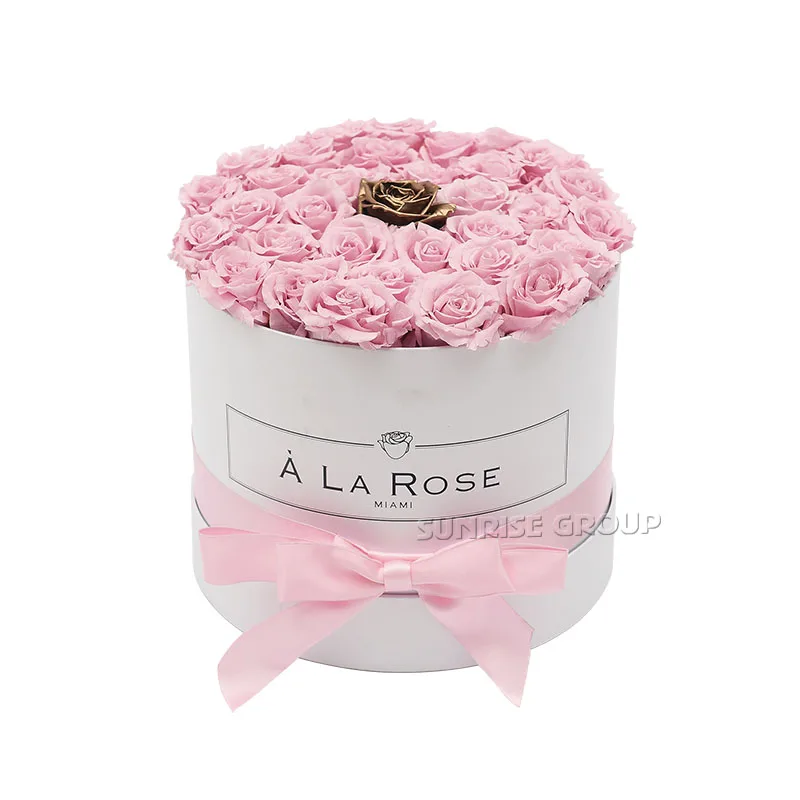 Waterproof Paper Rose Packaging Hat Flower Hamper Box