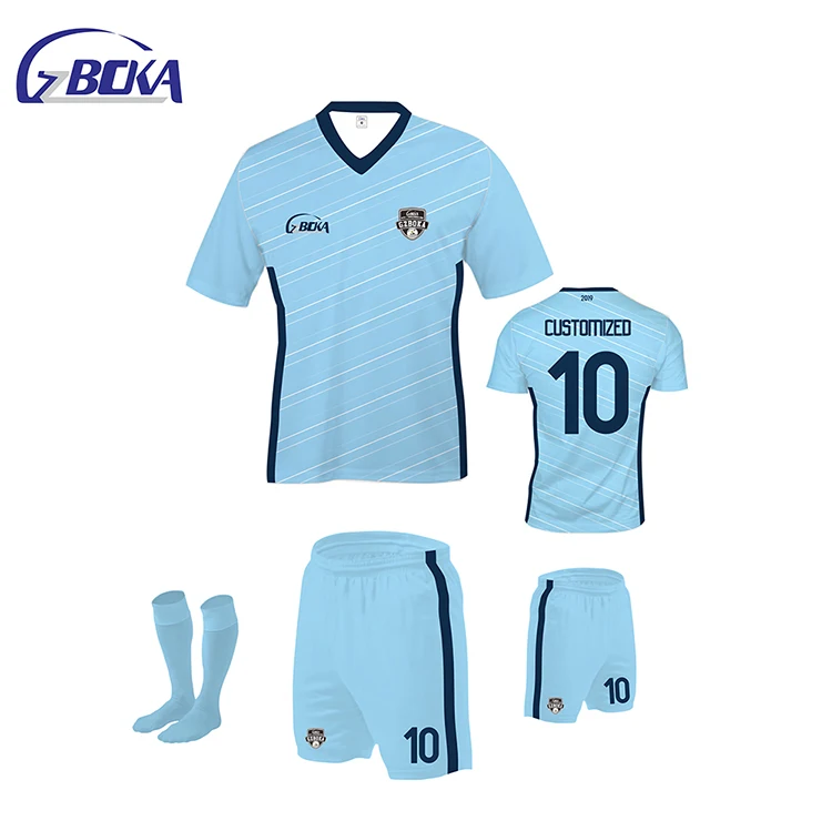 

2019 New design custom thailand soccer wear uniforms men soccer jerseys set, Any color is available