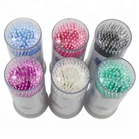 

100pcs Disposable Eyelash Extension Micro Brushes Lash Glue Removing Applicators With PVC Rotary Cap Bottle Makeup Swab Tools