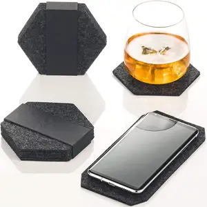 Image of Absorbent Felt Coasters Double Holder Unique Phone Coaster Muli function placemat