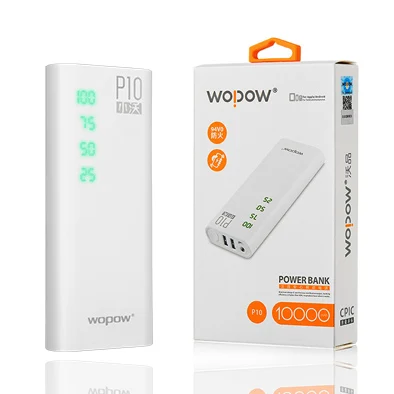 

2018 Hot Selling Slim High Quality Wopow P10 Power Bank 10000mah, White