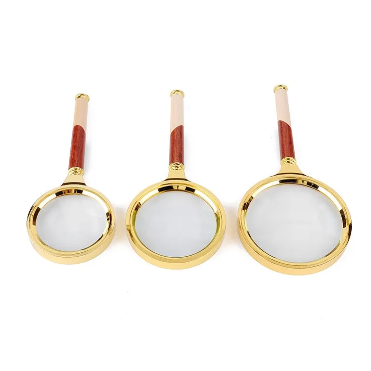 56mm Portable Handheld Magnifier For Newspaper Book Reading Wood Hand 10x Magnifying Glass Lens