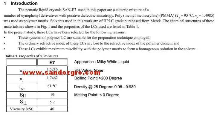 PDLC E7 liquid crystal