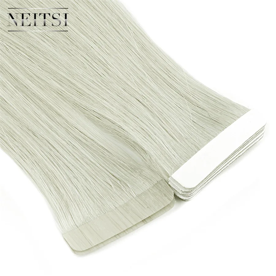 

Neitsi 100% European Tape in Human Hair Weft With Extension Human Hair Tape Hair Extensions Grey4#
