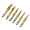 Metric Imperial 1/4" 6.35mm hex shank combined drill tap set helicla flute 6pcs M3 M4 M5 M6 M8 M10 screw tread tap HSS 4341 6542