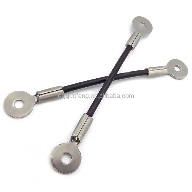 3/64" 7x7 Galvanized Aircraft Cable With Swaged Stamped Eyelets On Both