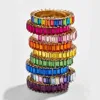 Sterling Silver 925 Thin Ring Line Micro Pave CZ Eternity Rainbow Colorful Women Daily Gold Plated Rings