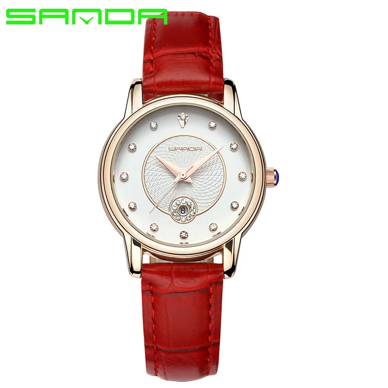 

WJ-7555 Sanda Watch 2018 Belt Calendar Watch Female Student Fashion Wristwatch Lady Water Drill Trend Watch, Mix