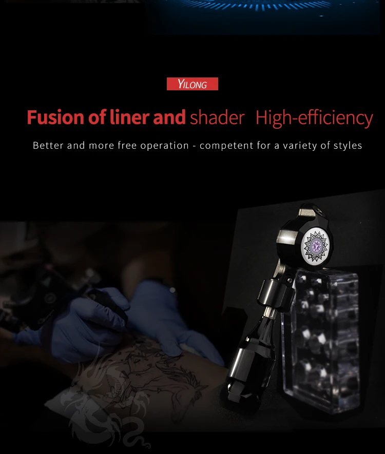 Yilong Newest Wholesale Tattoo Supply Button  Space Aluminum Rotary Tattoo Machine for tattoo Using Electric Motor