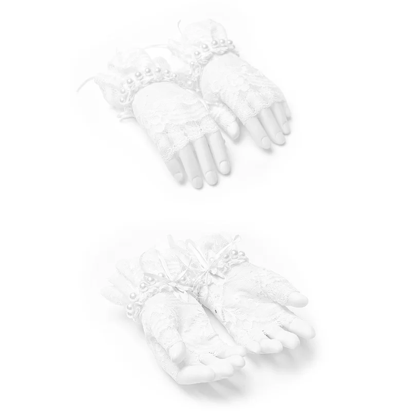 WLS-049 Lolita New Design Cute Colored White Lace Wedding Performance Girls Gloves