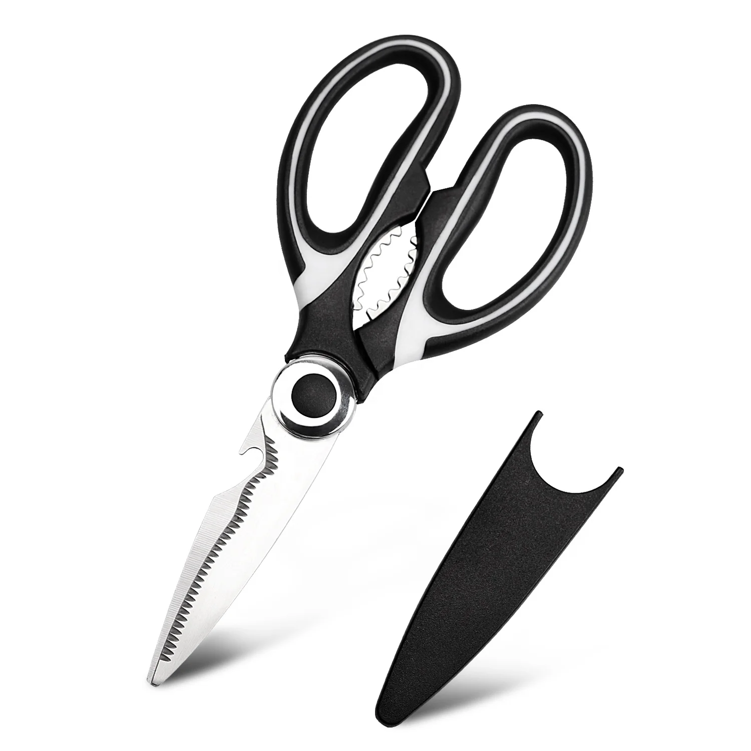 

Household multi-purpose kitchen meat vegetable scissors stainless steel kitchen scissors, Black, red