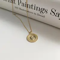 

custom Silver 925 with gold plated rose flower Coin pendant necklace